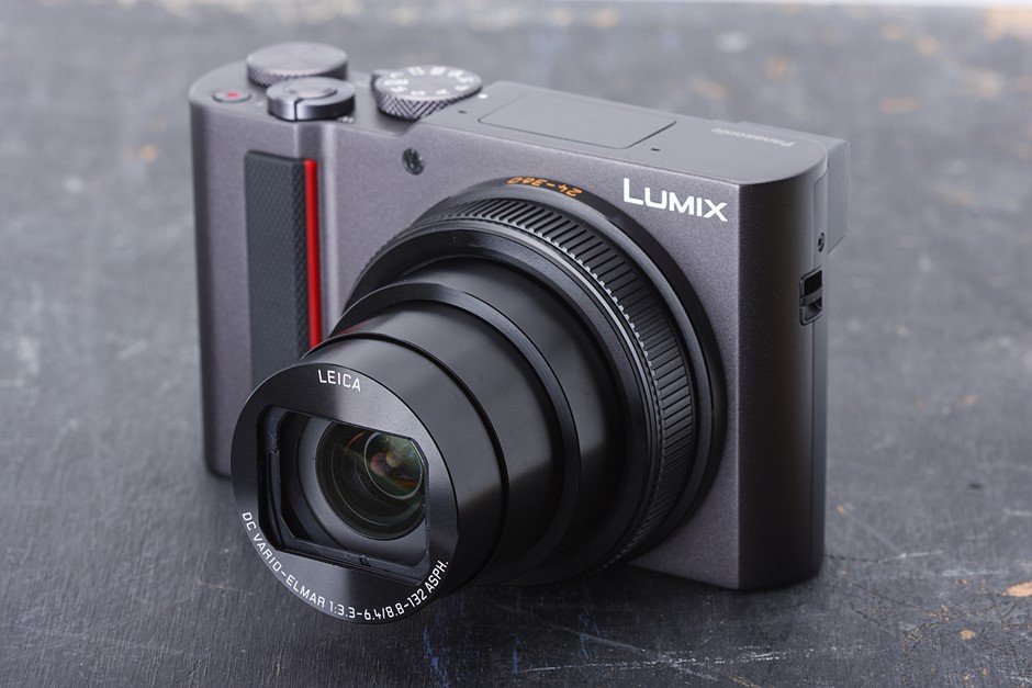 Panasonic Lumix ZS200/TZ200 with a sleek design, ideal for travelers and vlogs.